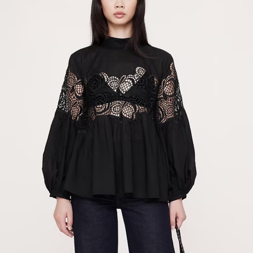 NWT Banana Republic Black Lace Women's Top, S